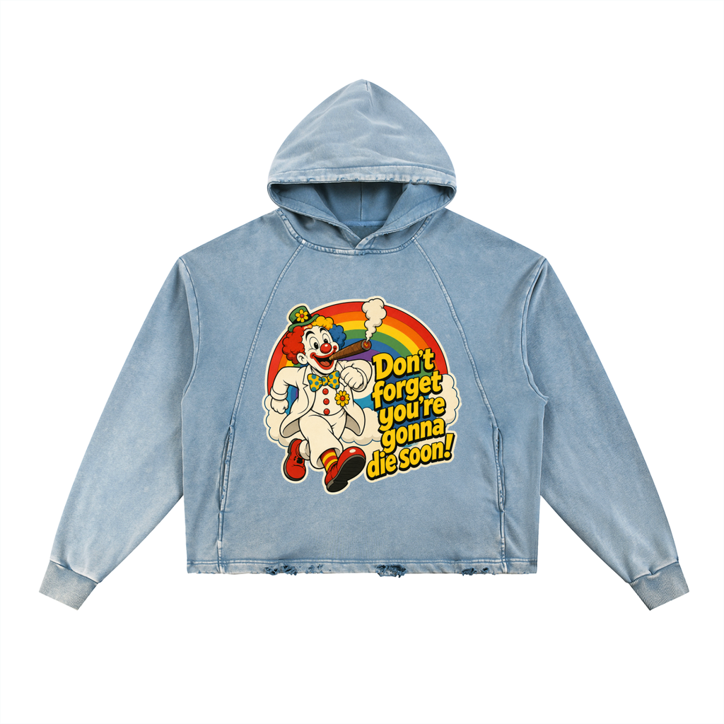 Vintage Washed Frayed-Hem Hoodie