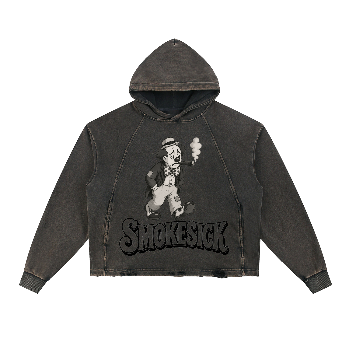 Vintage Washed Frayed-Hem Hoodie