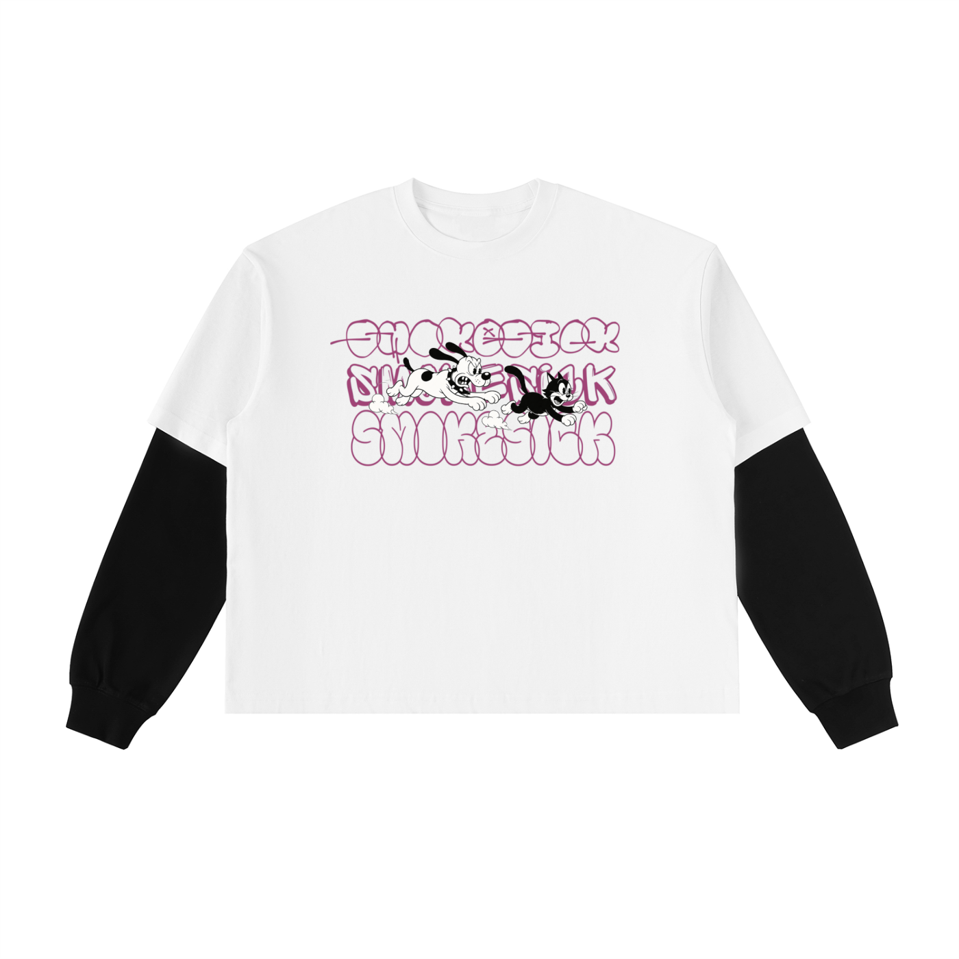 Layered Contrast Sleeve Cotton T-Shirt